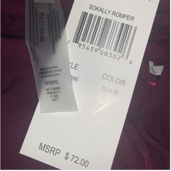 Radio Fiji Burgundy BOHO Off Shoulder Sokally Romper - Picture 12 of 13